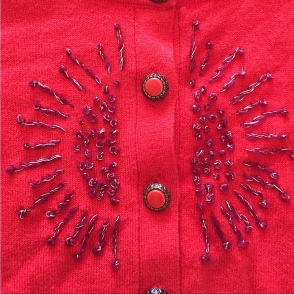 Anthropologie Monogram Beaded French Knot Cardigan Size Small - Picture 3 of 5